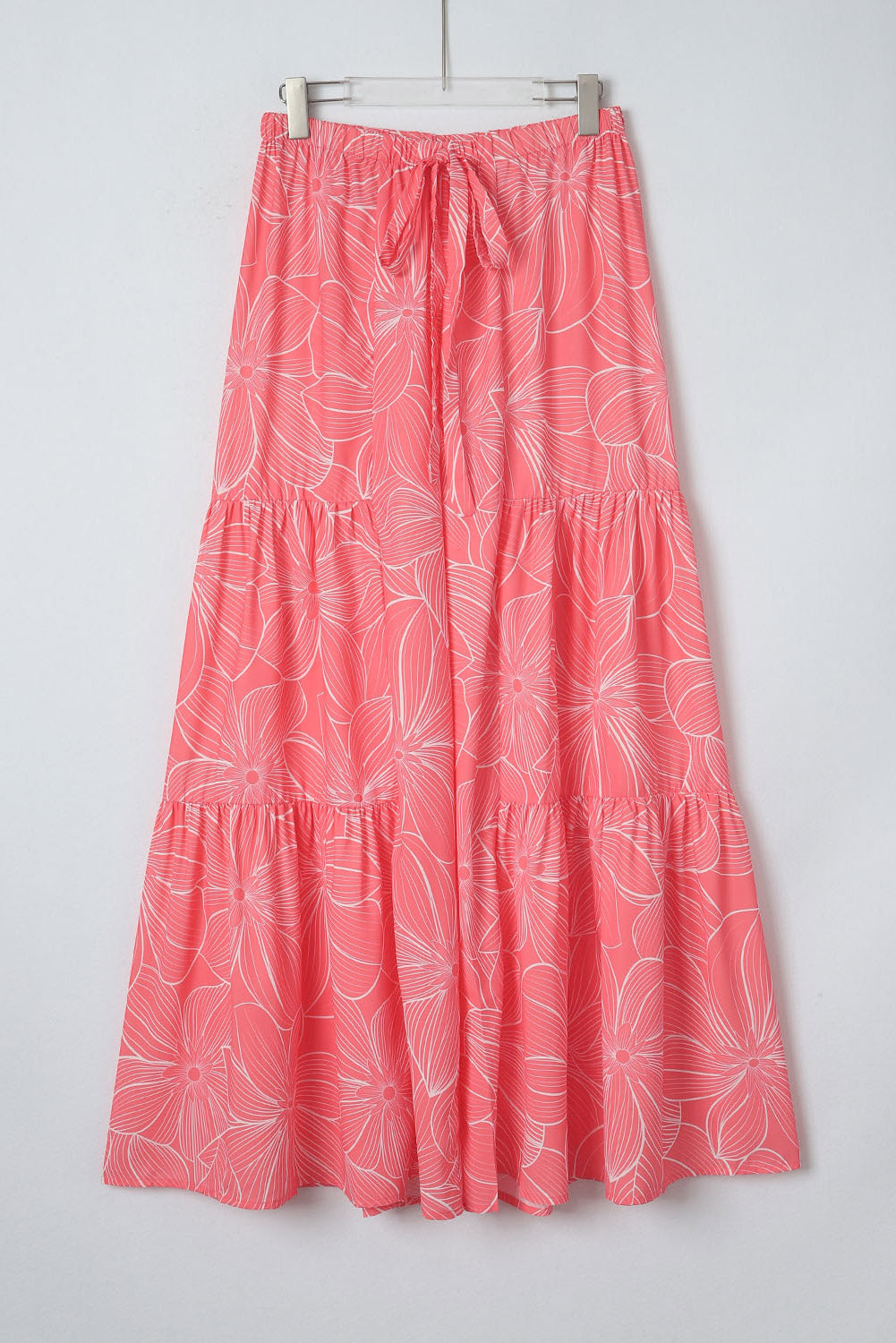 Pink Bohemian Floral Print Wide Leg Pants