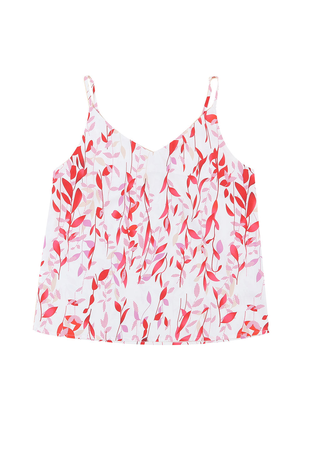 Lässiges Camisole mit V-Ausschnitt und rosa Blättern