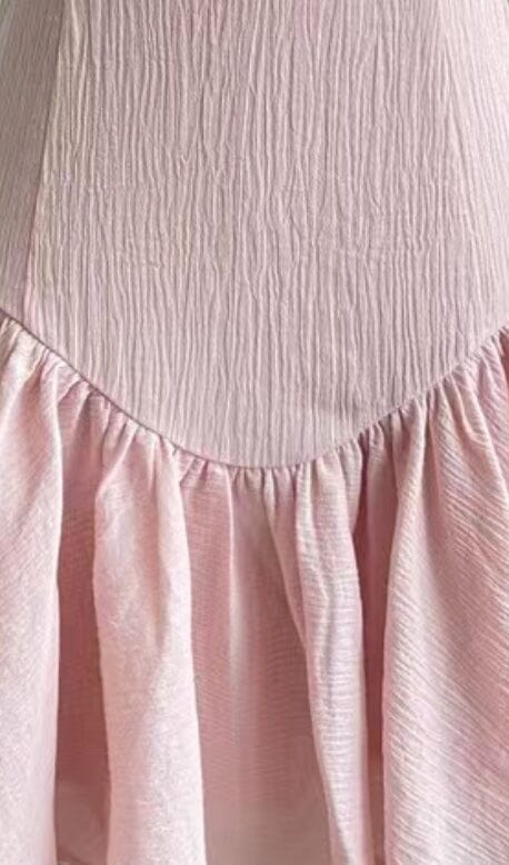 RUCHED BACKLESS STRAPPY MIDI IN PINK