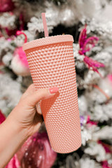 Vaso de plástico mate reutilizable de color rosa