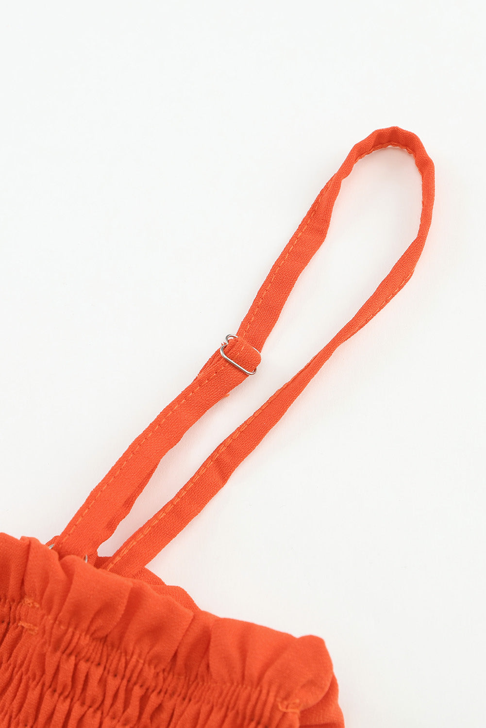 Orange Smocked Spaghetti Straps Wide Leg Jumpsuit