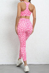 Pink Leopard Racerback Scrunched High Waist Active Set