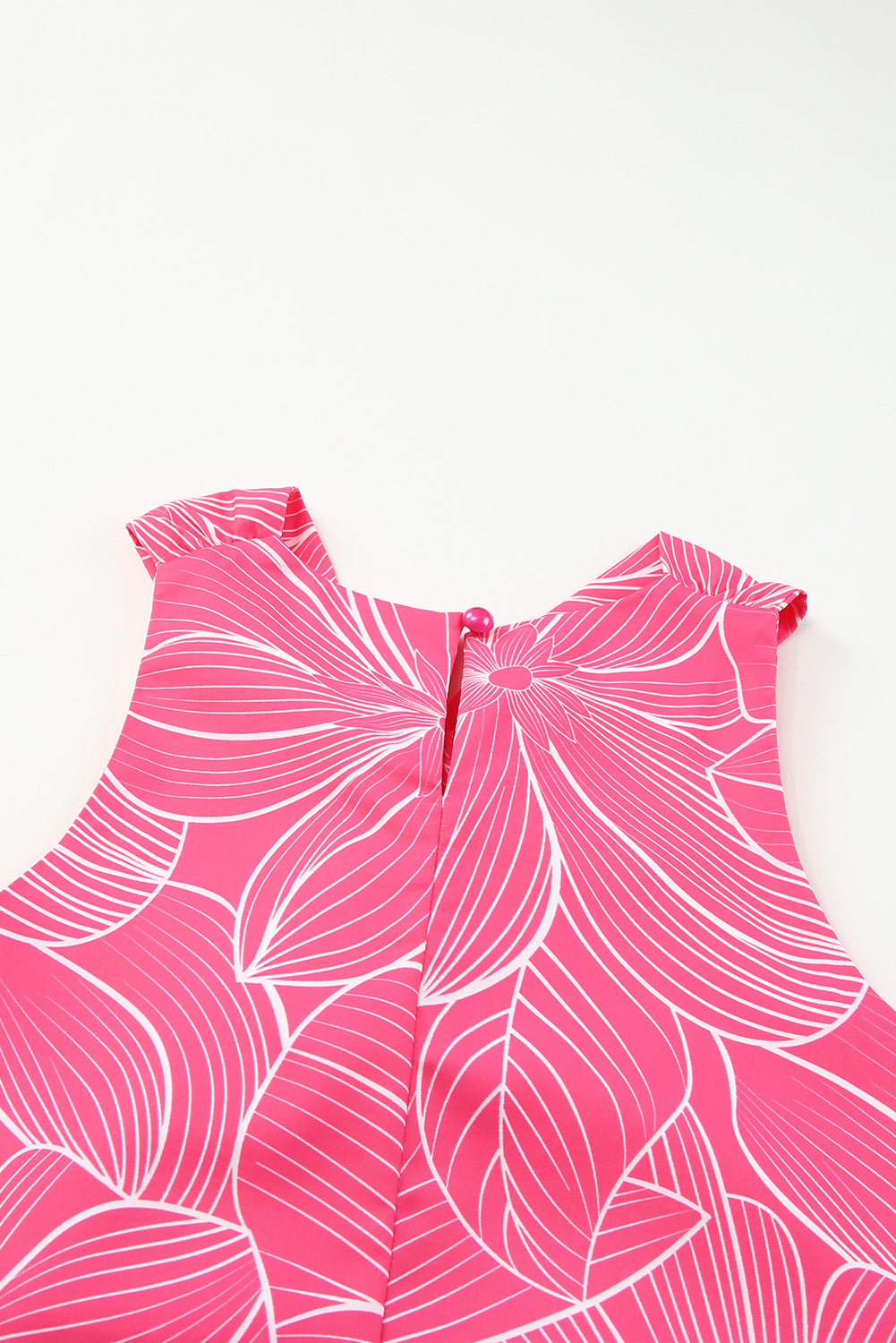 Pink Blooming Floral Printed Twisted Neck Tank Top