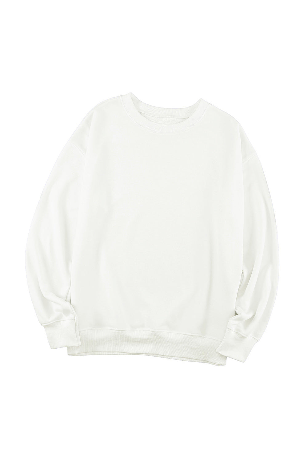 Orange Plain Crew Neck Pullover Sweatshirt