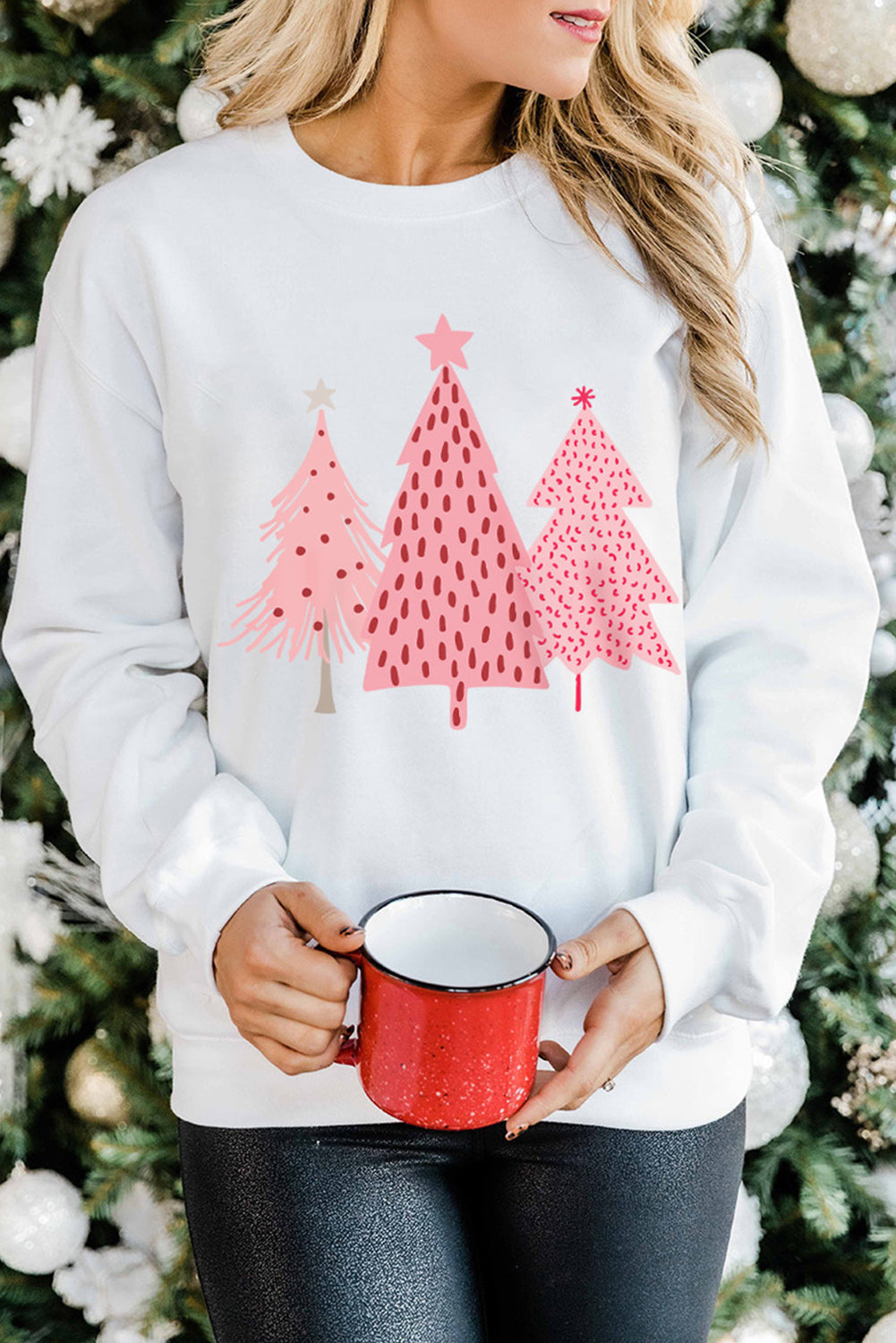 Pink Christmas Jolly Letter Print Pullover Sweatshirt