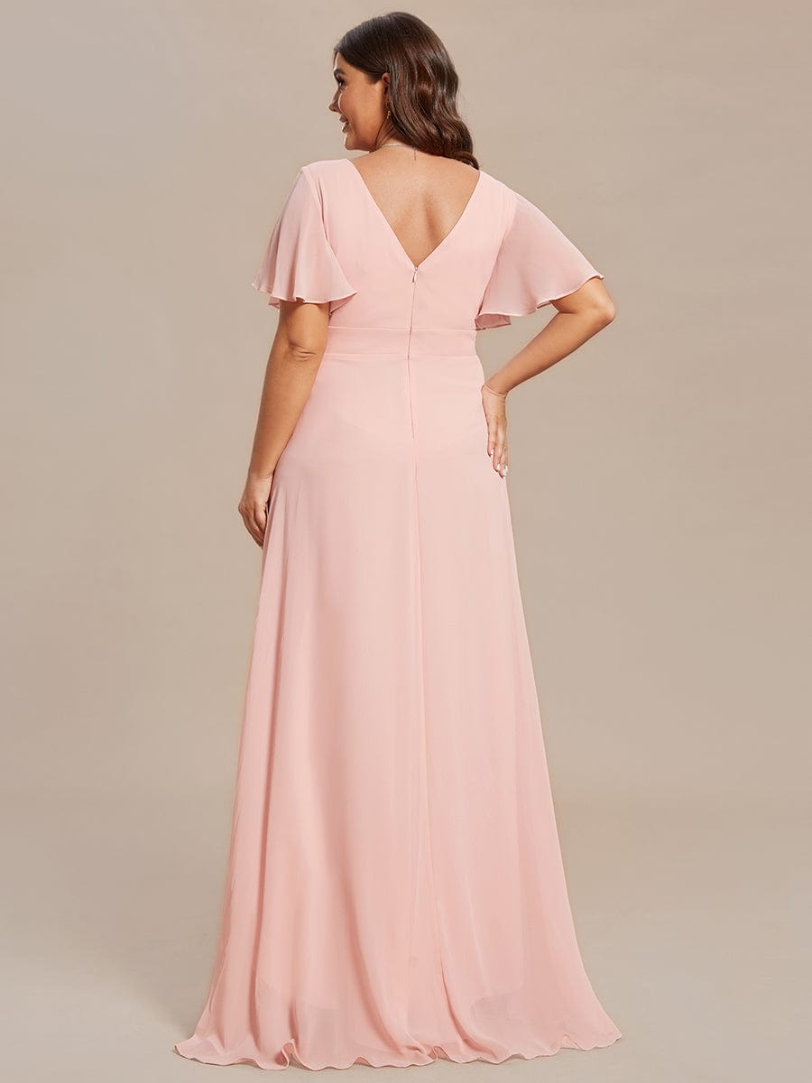 Plus Size Elegant Lotus Sleeves Chiffon Bridesmaid Dress