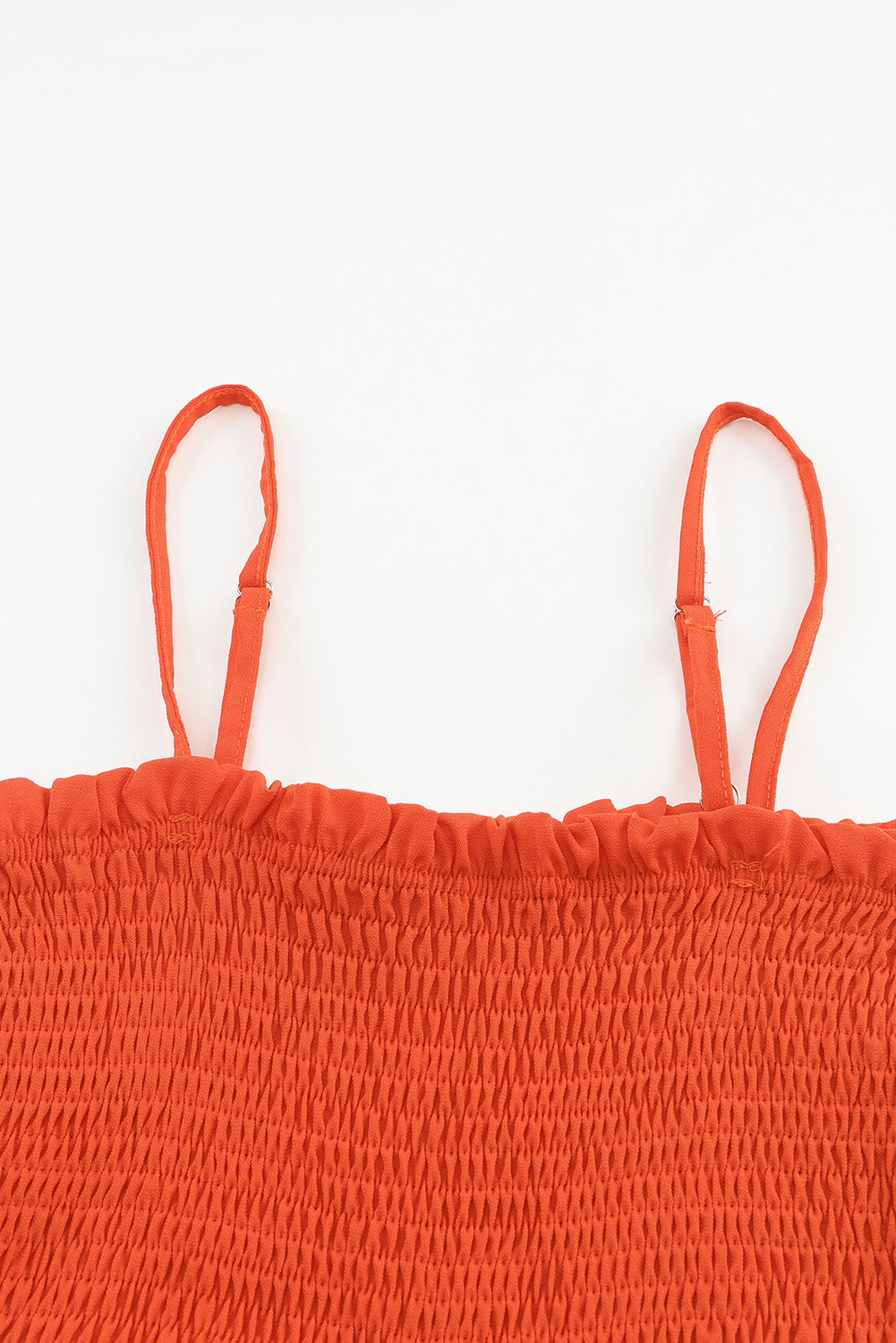 Orange Smocked Spaghetti Straps Wide Leg Jumpsuit