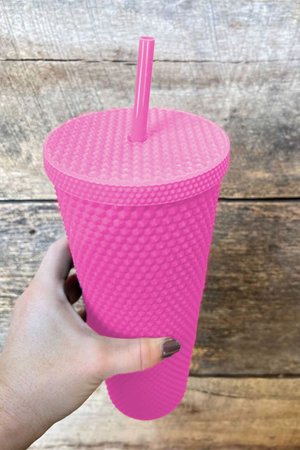 Vaso de plástico mate reutilizable de color rosa