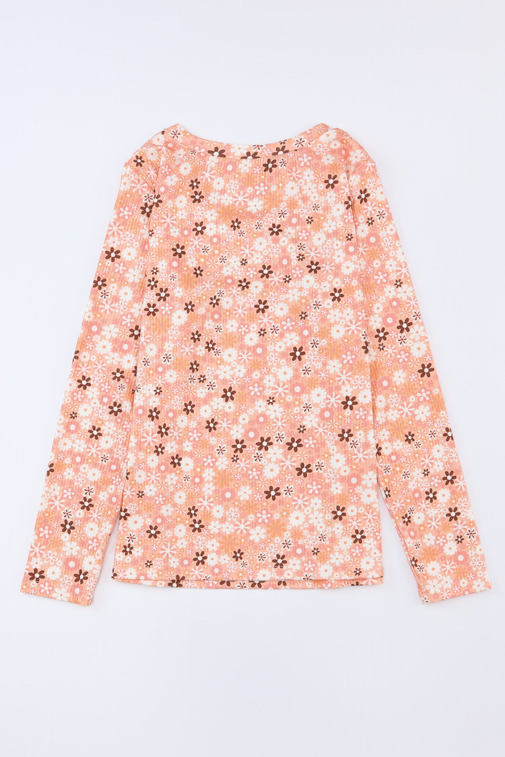 Orange Floral Knit Long Sleeve Top