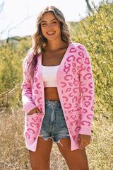 Pink Animal Print Leopard Cardigan