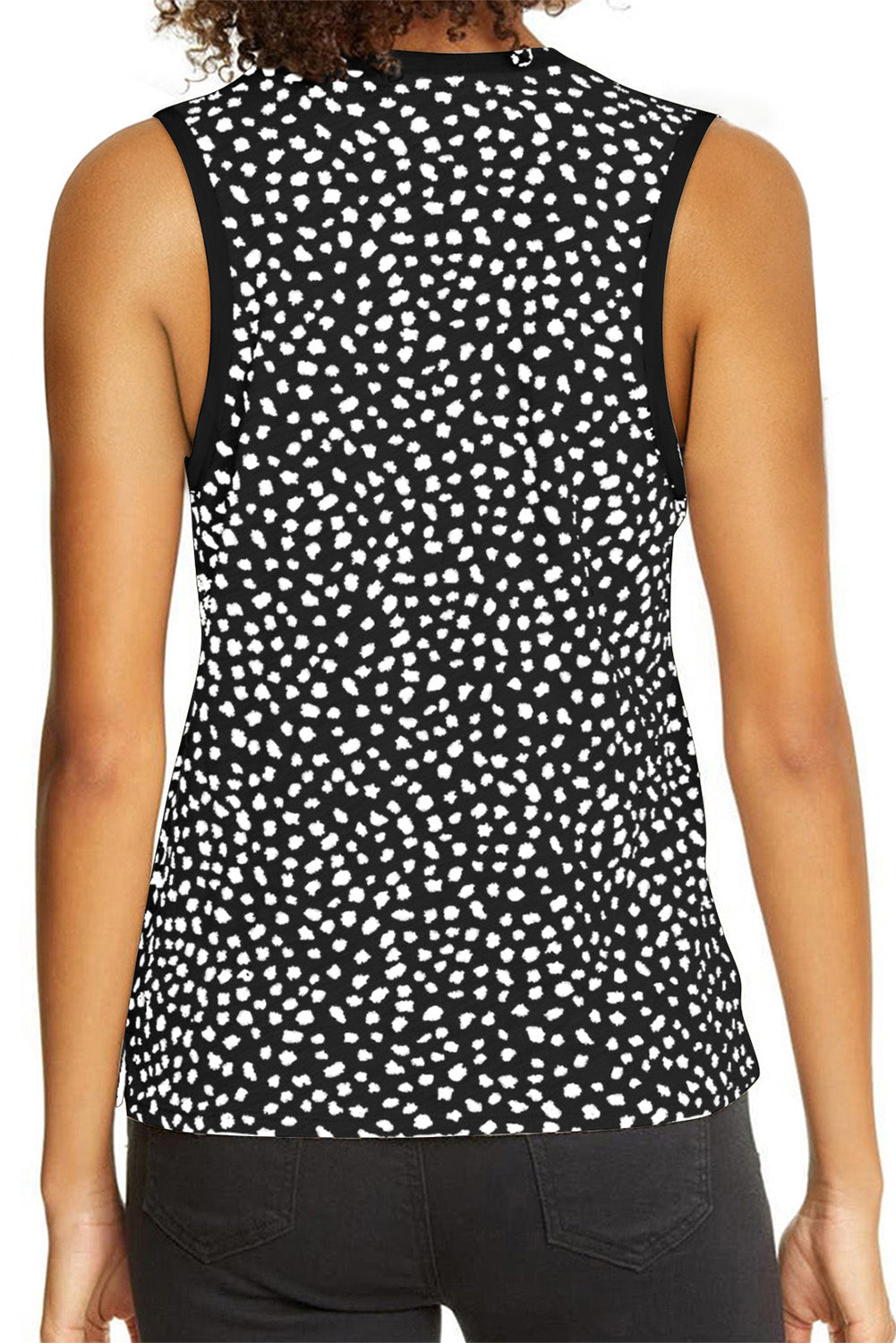 Camiseta sin mangas con cuello redondo y estampado de leopardo rosa