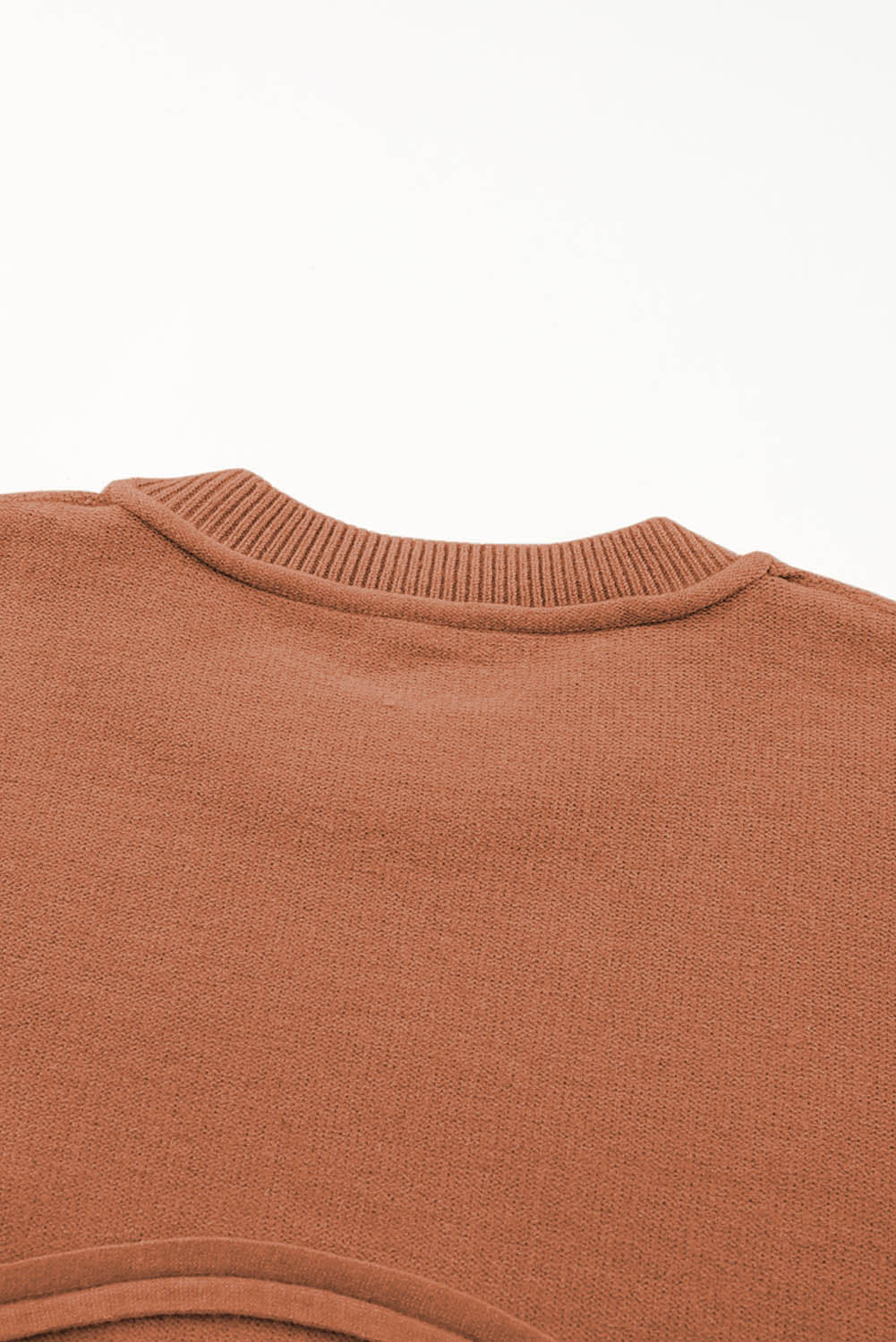 Orange Raw Edge Patch Pocket Exposed Seam Loose Sweater