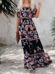 Floral Print One-shoulder Mopping Dress