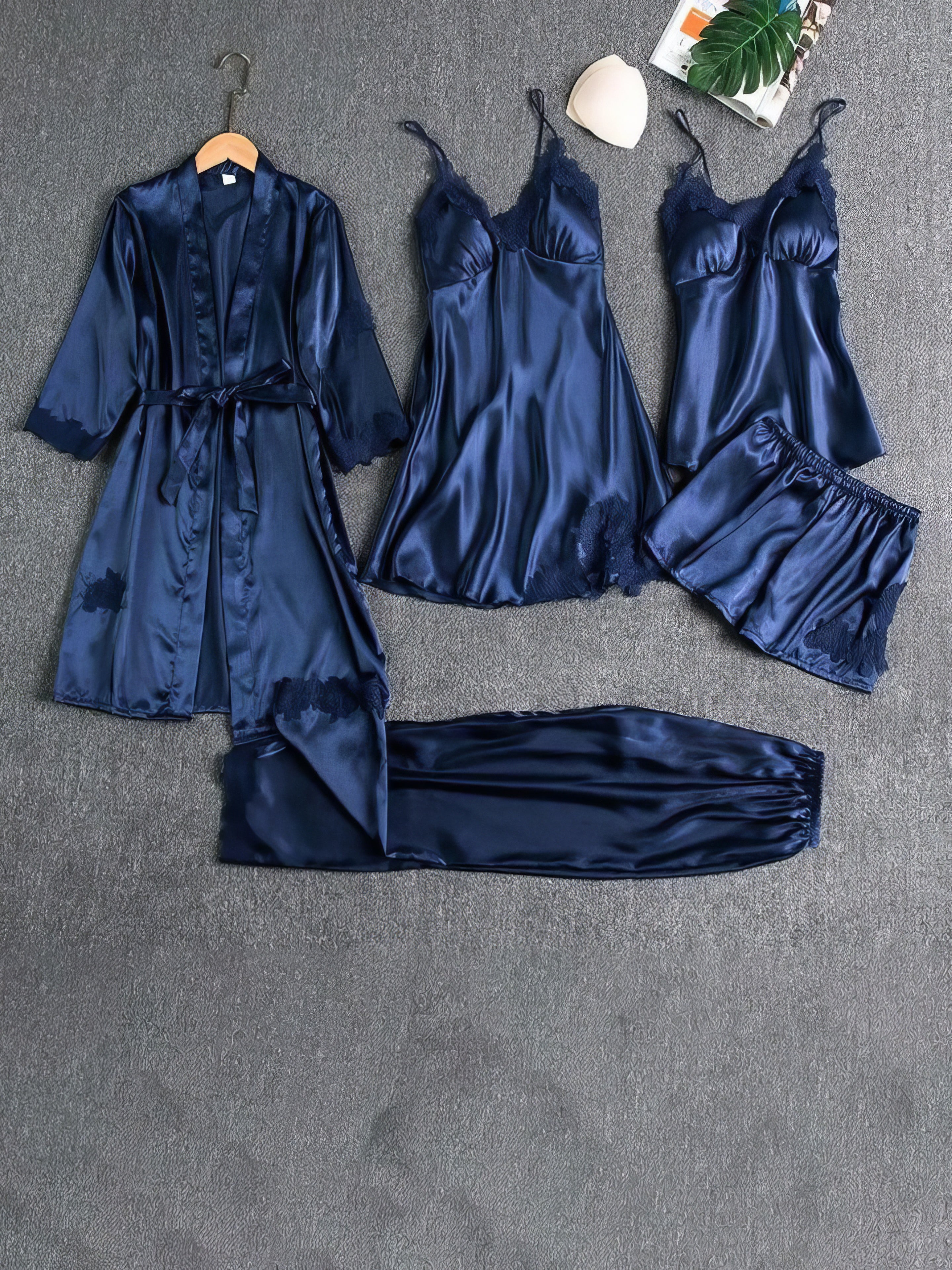 Silk 5 Piece Pajama Set