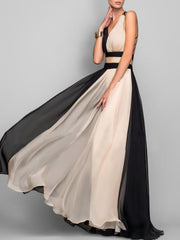 Sleeveless Colorblock High Waist Queen Dress