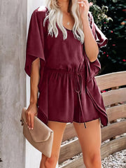 V Neck High Waist Wide Loose Casual Jumpsuit