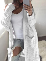 Pocket Twist Long Sweater Cardigan