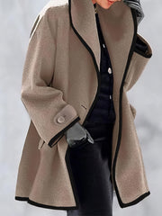 Loose Solid Hooded Woolen Coat