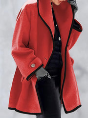 Loose Solid Hooded Woolen Coat