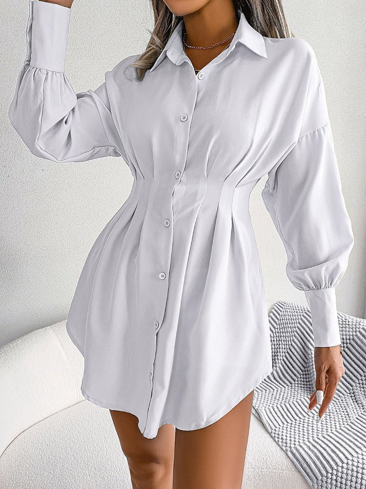 Lantern Sleeve Waist Asymmetric Mini Dress