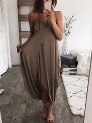 Loose Solid Knitted Irregular Dress