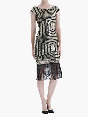 Sequined Fringe Slim Fit Midi Dress