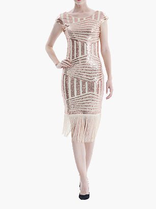 Sequined Fringe Slim Fit Midi Dress