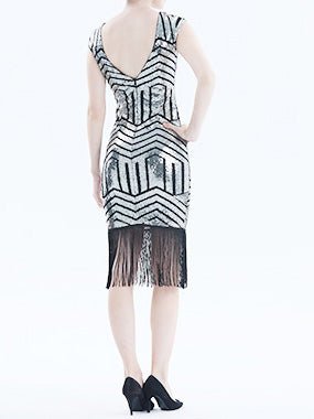 Sequined Fringe Slim Fit Midi Dress