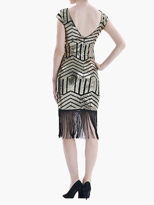 Sequined Fringe Slim Fit Midi Dress