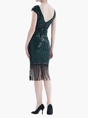 Sequined Fringe Slim Fit Midi Dress