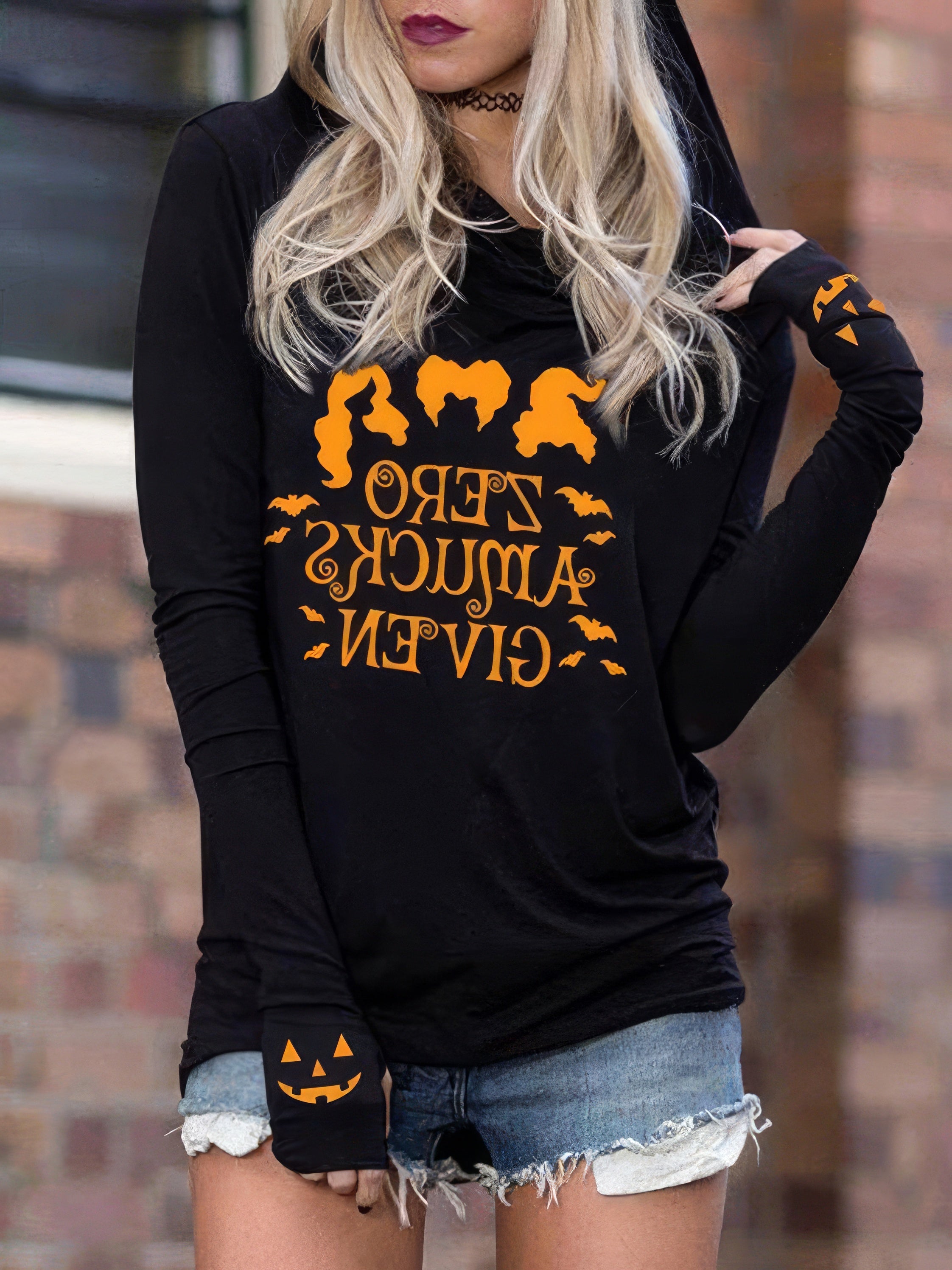 Letter Print Long Sleeve Hoody