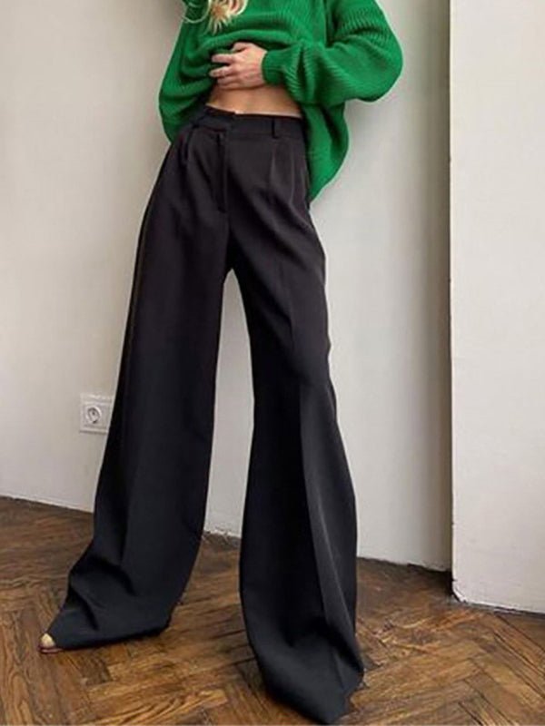 Straight High Waist Floor Dragging Casual Wide Leg Pants