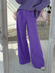 Straight High Waist Floor Dragging Casual Wide Leg Pants