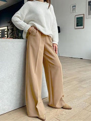 Straight High Waist Floor Dragging Casual Wide Leg Pants