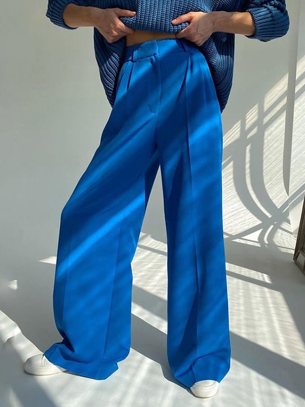 Straight High Waist Floor Dragging Casual Wide Leg Pants