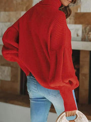 Turtleneck Solid Long Sleeve Knitted Sweater