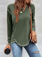 Button Irregular Long Sleeve T-Shirt