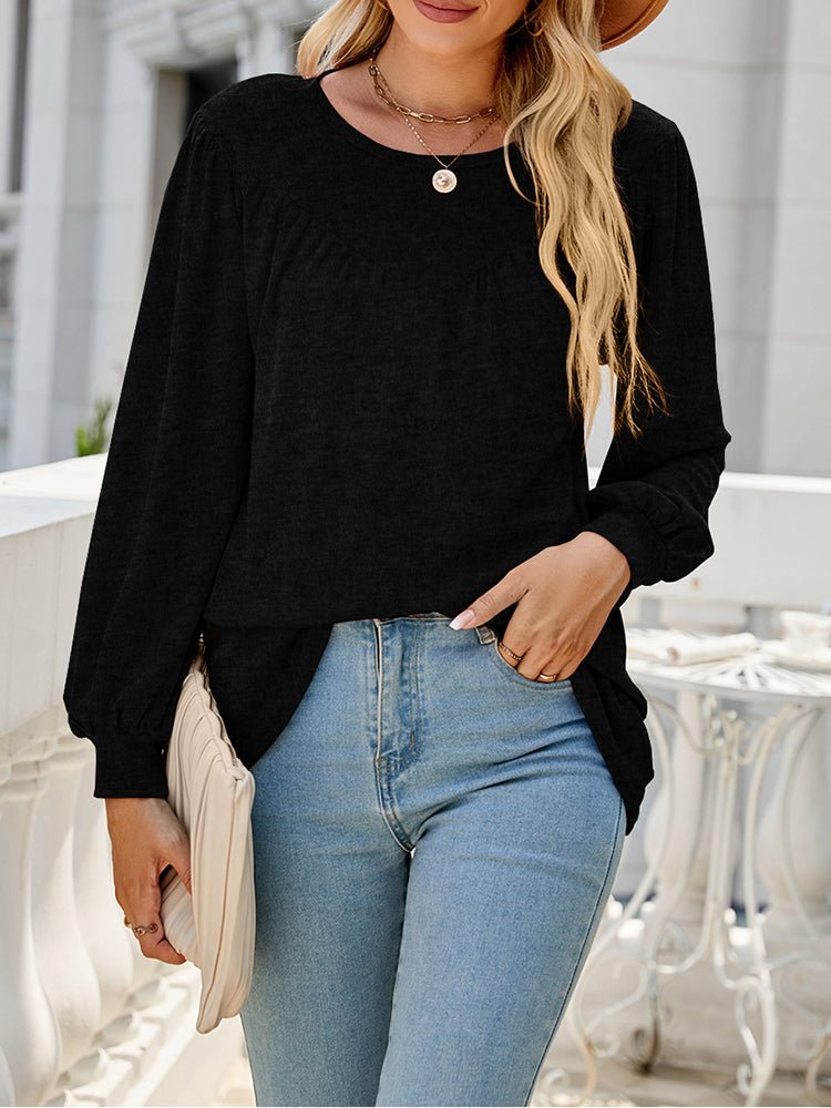 Loose Casual Fold Round Neck T-Shirt