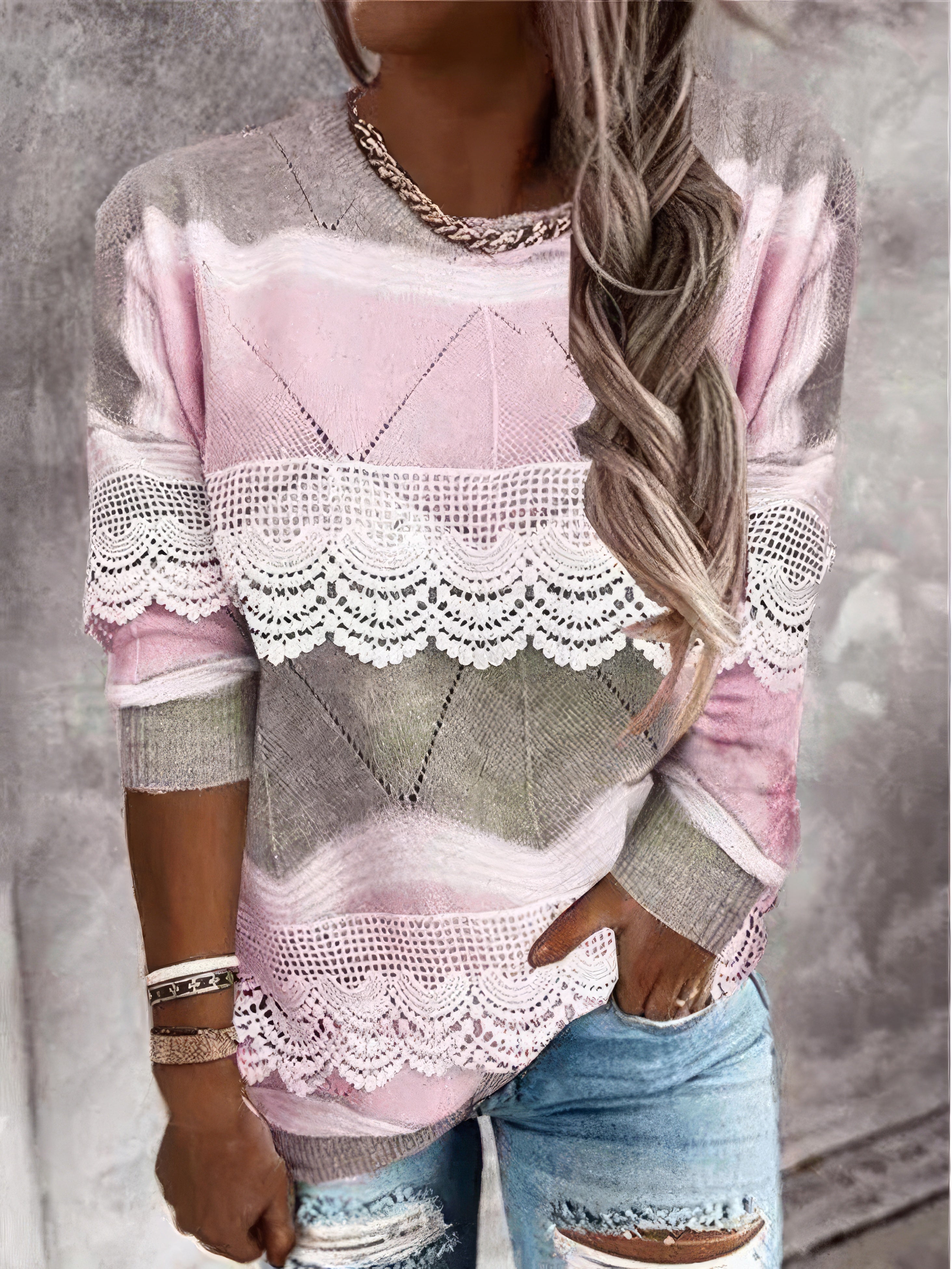 Round Neck Pullover Long Sleeve Casual T-Shirts