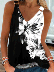 Tops Casual Floral Print Sling Sleeveless Tank Top