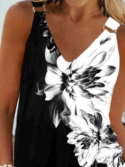 Tops Casual Floral Print Sling Sleeveless Tank Top