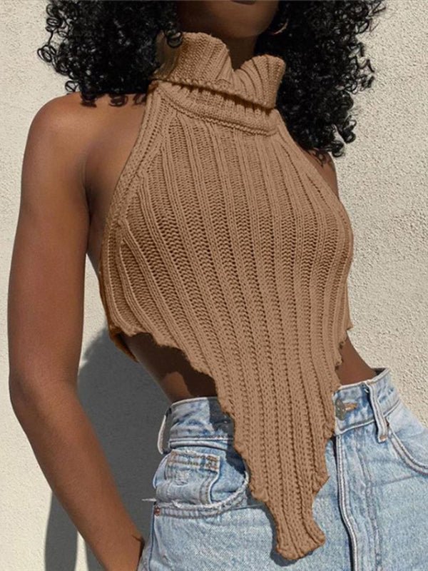 Tops Knitted Solid Sleeveless Tank Top